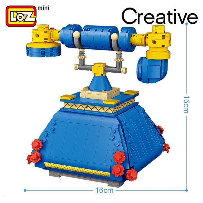 LOZ Li Zhi blue telephone turntable landline assembling small particles puzzle building blocks toy model decoration - LOZ MALL