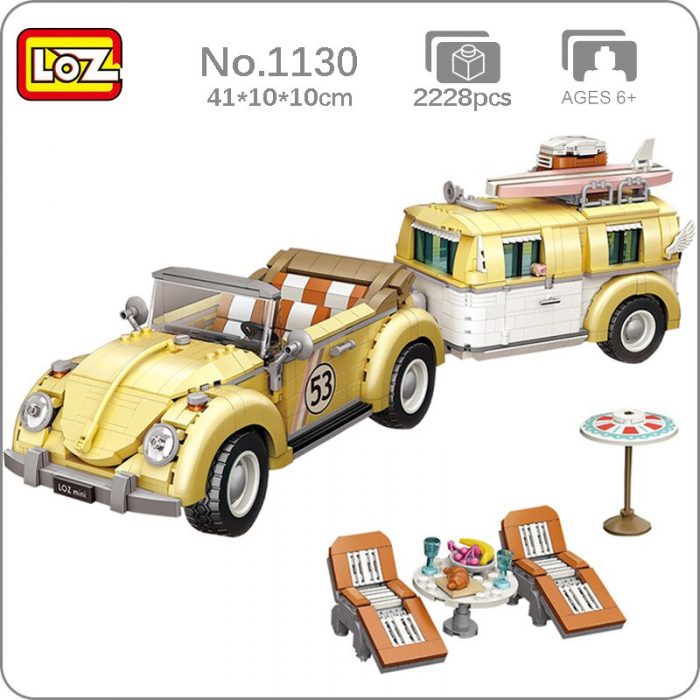 LOZ 1130 Vehicle World Holiday Touring Car Wagon Caravan Picnic Chair Mini Blocks Bricks Building Toy - LOZ MALL