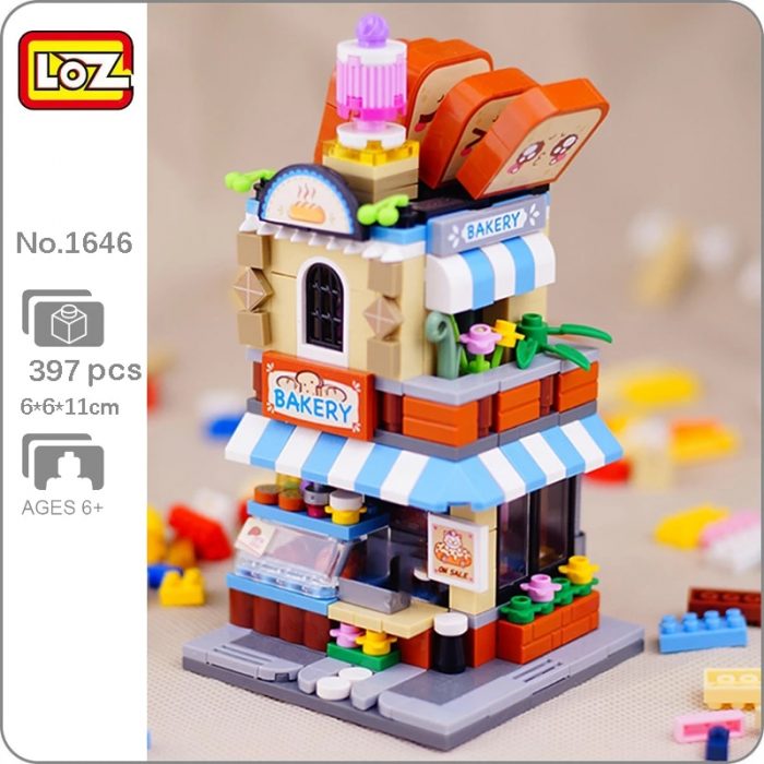 LOZ 1646 City Street Bakery Bread Shop Store Food Restaurant Architecture 3D Mini Blocks Bricks Building.jpg Q90.jpg - LOZ MALL