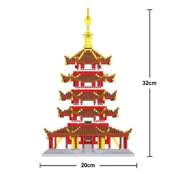 Lezi 8023 World Architecture Leifeng Pagoda Tower 3D Model DIY Mini Diamond Blocks Bricks Building Toy - LOZ MALL
