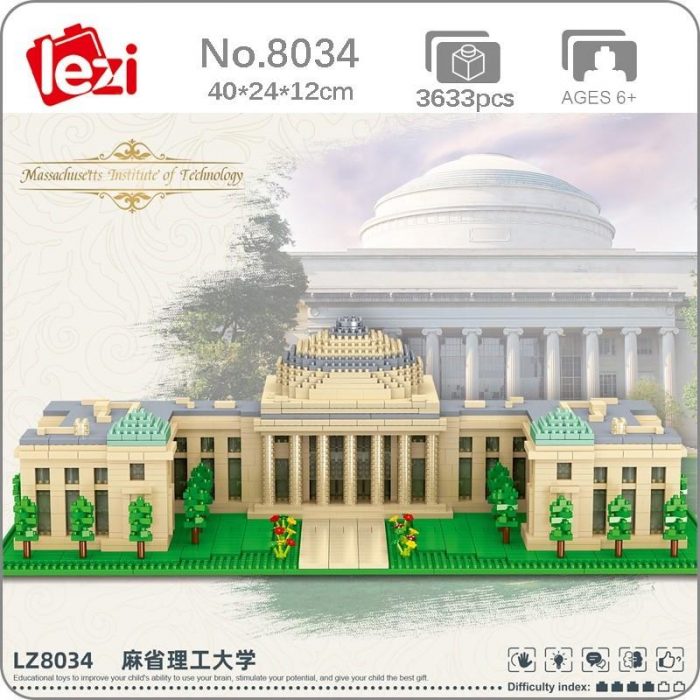 Lezi 8034 World Architecture USA MIT University School 3D Model DIY Mini Diamond Blocks Bricks Building 1 - LOZ MALL