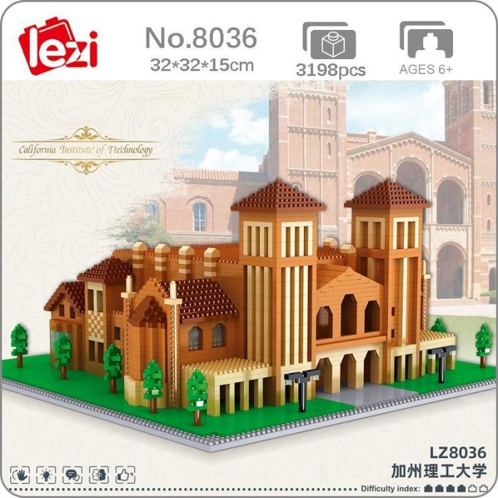 Lezi 8036 World Architecture Caltech University School 3D Model DIY Mini Diamond Blocks Bricks Building Toy - LOZ MALL