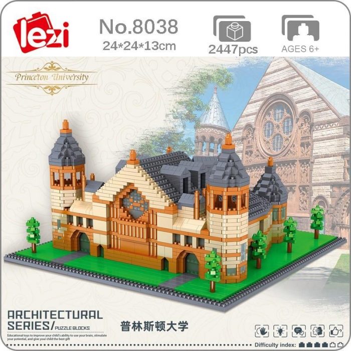 Lezi 8038 World Architecture Princeton University School Model DIY Mini Diamond Blocks Bricks Building Toy for - LOZ MALL