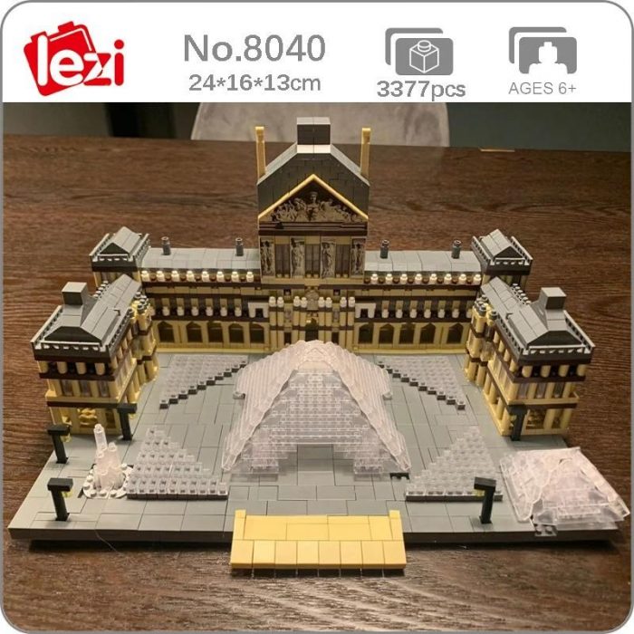 Lezi 8040 World Architecture Paris Louvre Museum 3D Model DIY Mini Diamond Blocks Bricks Building Toy - LOZ MALL