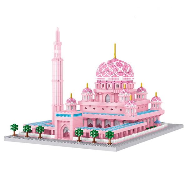 Lezi 8188 World Architecture Masjid Putra Pink Mosque Church Palace Mini Diamond Blocks Bricks Building Toy - LOZ MALL