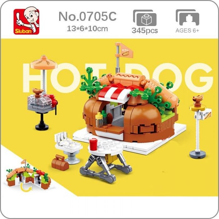 Sluban B0705C Food Court Hot Dog Fast Food Restaurant City Street Assembly Mini Blocks Bricks Building - LOZ MALL