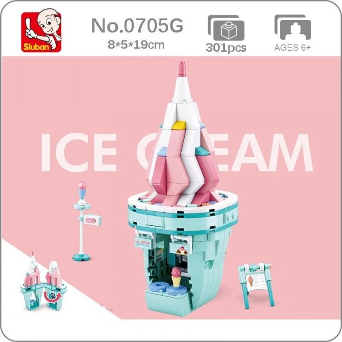 Sluban B0705G Food Court Ice Cream Shop Store Restaurant City Street Model Mini Blocks Bricks Building - LOZ MALL