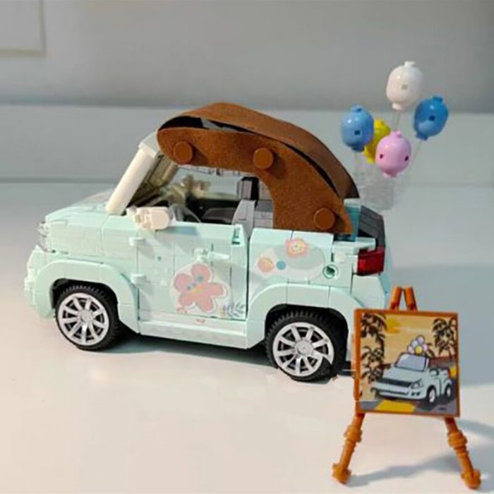 LOZ 1132 Vehicle Model Green Open Car Balloon Flower Plant Easel 3D DIY Mini Blocks Bricks 4 - LOZ MALL