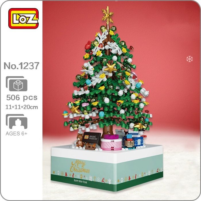 LOZ 1237 Merry Christmas Tree Music Box Santa Claus Snowman Stockings Animal Mini Blocks Bricks Building - LOZ MALL