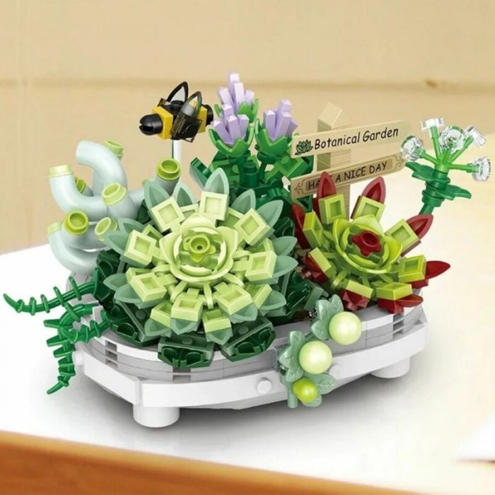LOZ 1660 Ewige Blume Sukkulenten Topf Anlage Fly Bee Tier 3D Modell DIY Mini Bl cke 5 - LOZ MALL