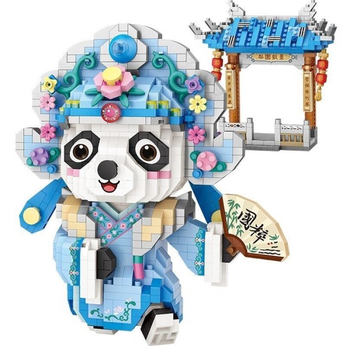 LOZ 8101 Beijing Opera Panda Holding Fan with Gate 2 - LOZ MALL