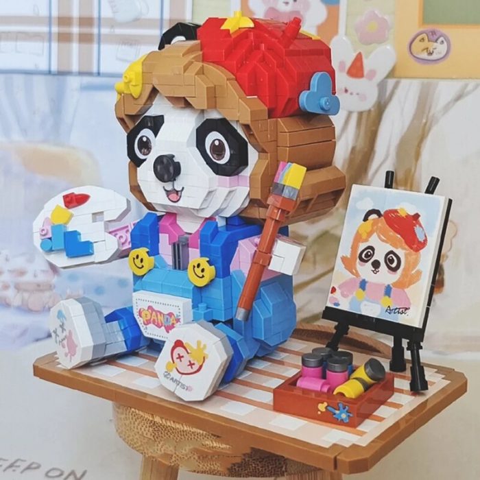 LOZ 8119 Animal World Panda Painter Artist Pet Doll Brush Pigment 3D Mini Diamond Blocks Bricks 3 - LOZ MALL