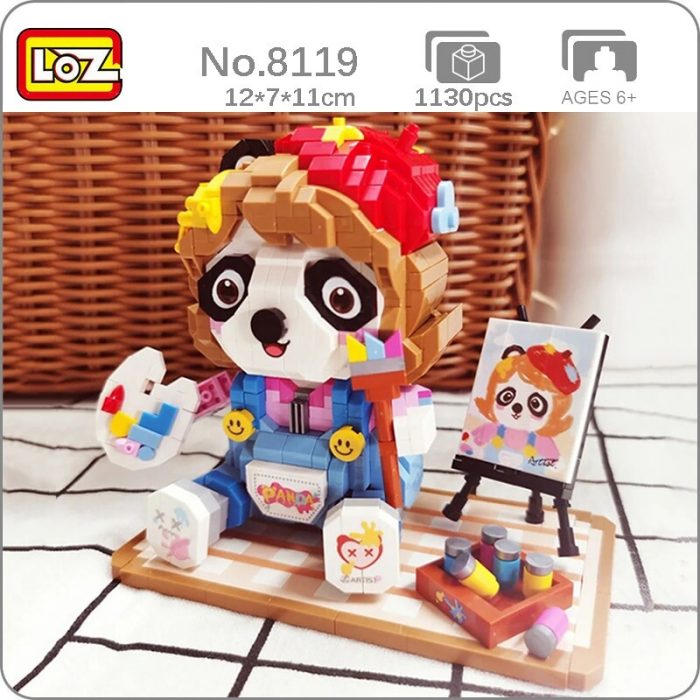 LOZ 8119 Animal World Panda Painter Artist Pet Doll Brush Pigment 3D Mini Diamond Blocks Bricks - LOZ MALL