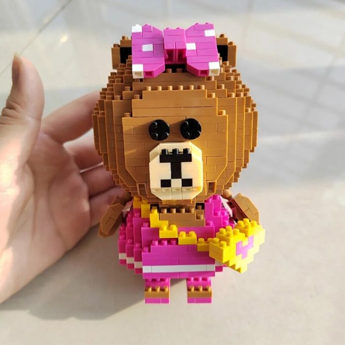 LOZ 9760 Animal World Cartoon Bear Girl Heart Bag Bow Pet Doll Model Mini Diamond Blocks 1 - LOZ MALL