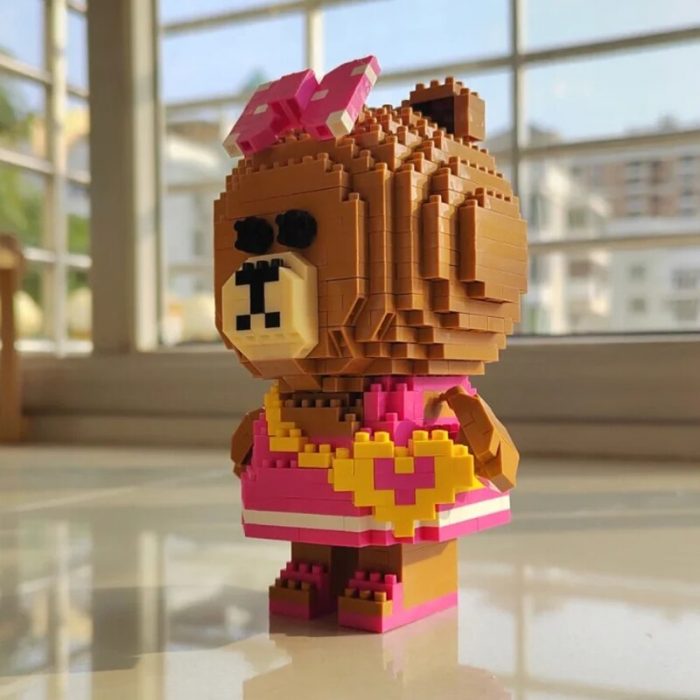 LOZ 9760 Animal World Cartoon Bear Girl Heart Bag Bow Pet Doll Model Mini Diamond Blocks 2 - LOZ MALL