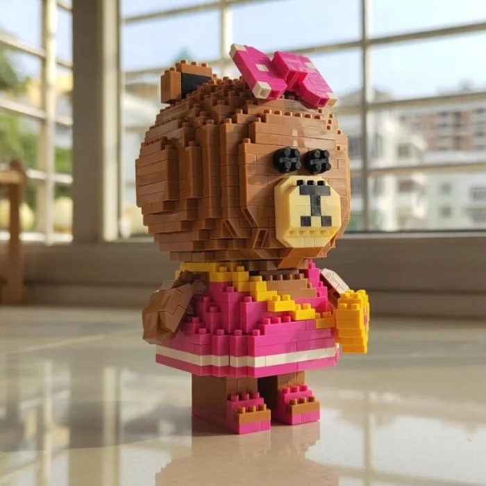 LOZ 9760 Animal World Cartoon Bear Girl Heart Bag Bow Pet Doll Model Mini Diamond Blocks 3 - LOZ MALL