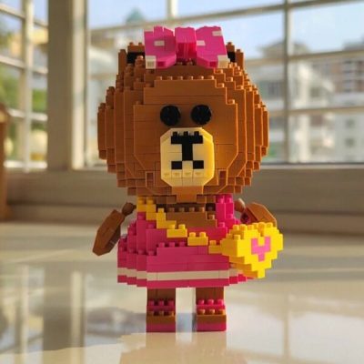 LOZ 9760 Animal World Cartoon Bear Girl Heart Bag Bow Pet Doll Model Mini Diamond Blocks 5 - LOZ MALL