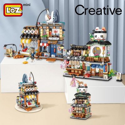 LOZ building blocks Japanese style street view izakaya aquatic product store mini small particles assembled toy - LOZ MALL