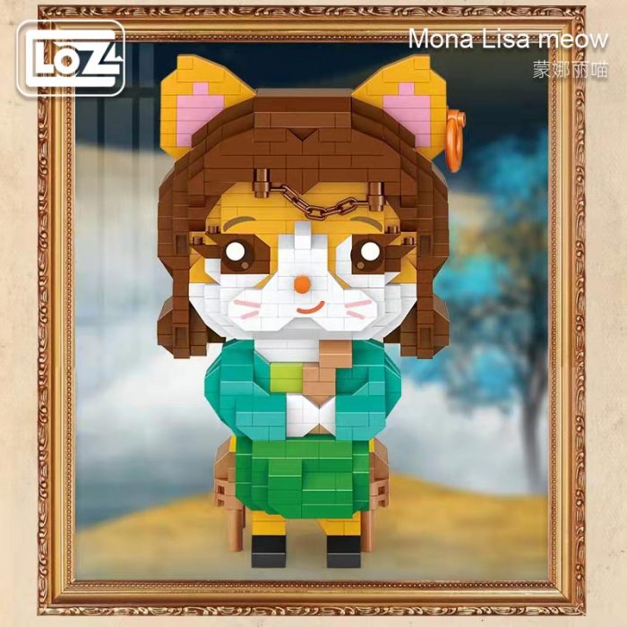 loz Mona Li meow small particle assembled building block model educational toy creative assembling meow with 4 - LOZ MALL