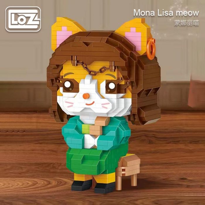 loz Mona Li meow small particle assembled building block model educational toy creative assembling meow with - LOZ MALL