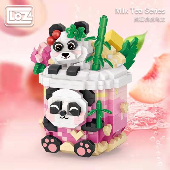 loz panda building blocks peach peach oolong puzzle assembly toy desktop decoration cartoon milk tea model 2 - LOZ MALL