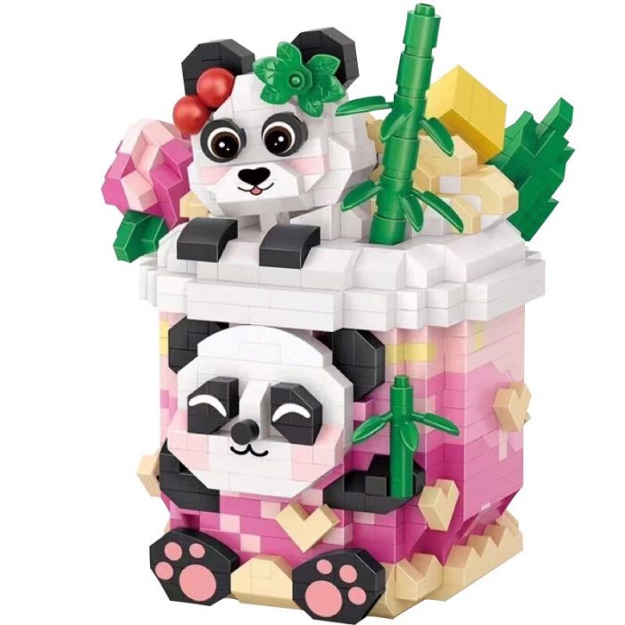 loz panda building blocks peach peach oolong puzzle assembly toy desktop decoration cartoon milk tea model 5 - LOZ MALL