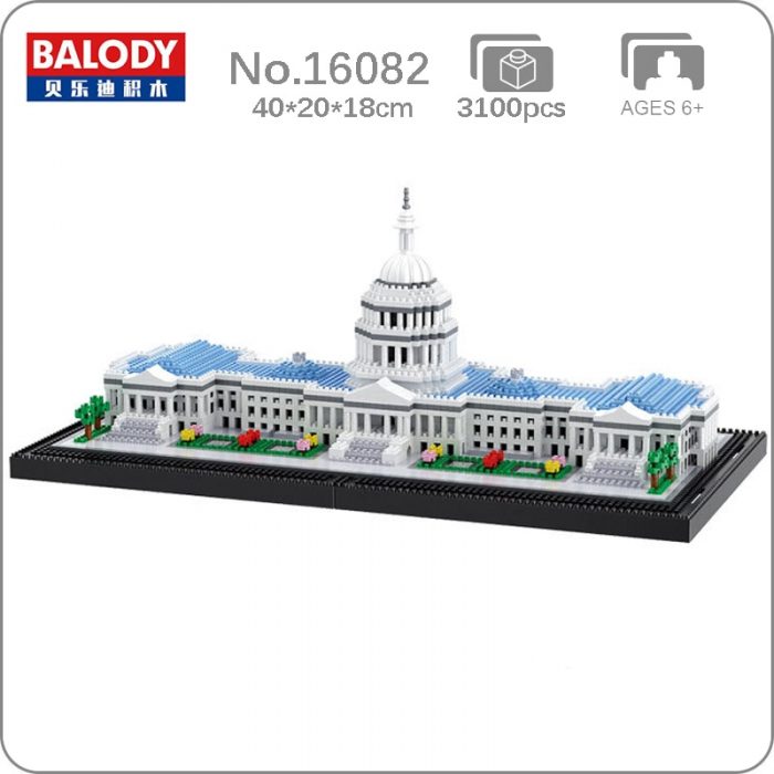 Balody 16082 World Architecture United States Capitol Congress House Garden Mini Diamond Blocks Bricks Building Toy - LOZ MALL