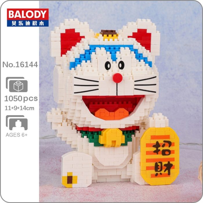 Balody 16144 Anime Doraemon Lucky Money Fortune Cat Animal Robot Pet Mini Diamond Blocks Bricks Building - LOZ MALL