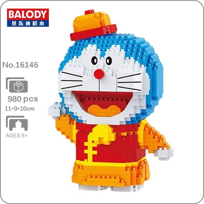 Balody 16146 Anime Doraemon China Town Cat Hat Animal Robot Pet Mini Diamond Blocks Bricks Building - LOZ MALL