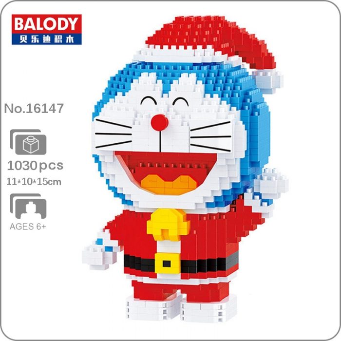 Balody 16147 Doraemon Merry Christmas Santa Claus Cat Animal 3D Mini Diamond Blocks Bricks Building Toy - LOZ MALL