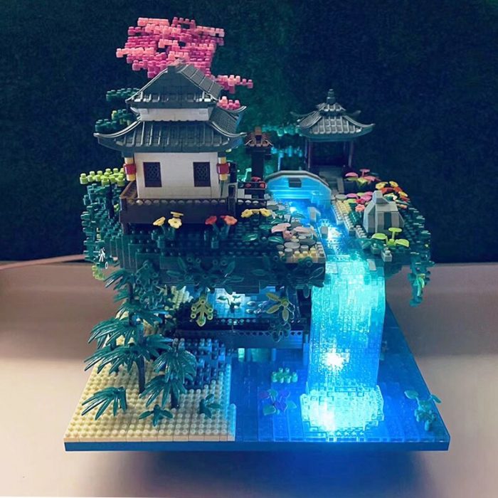 Balody 16260 World Architecture Temple Pavilion Island Waterfall Pool Light Mini Diamond Blocks Bricks Building Toy 5 - LOZ MALL