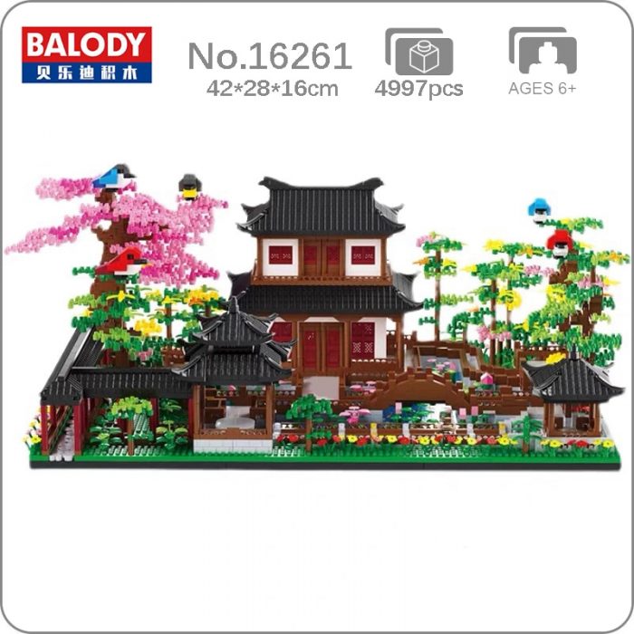 Balody 16261 World Architecture Courtyard Pavilion House Garden Tree Bridge Mini Diamond Blocks Bricks Building Toy - LOZ MALL