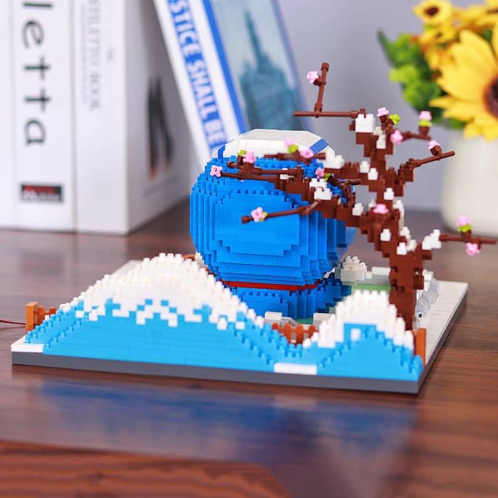 Balody 16274 Snow Fujiyama Hot Spring Cat Robot Pet Bath Sakura Tree Mini Diamond Blocks Bricks 4 - LOZ MALL