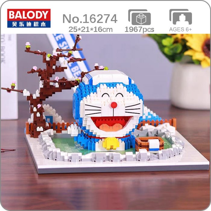 Balody 16274 Snow Fujiyama Hot Spring Cat Robot Pet Bath Sakura Tree Mini Diamond Blocks Bricks - LOZ MALL