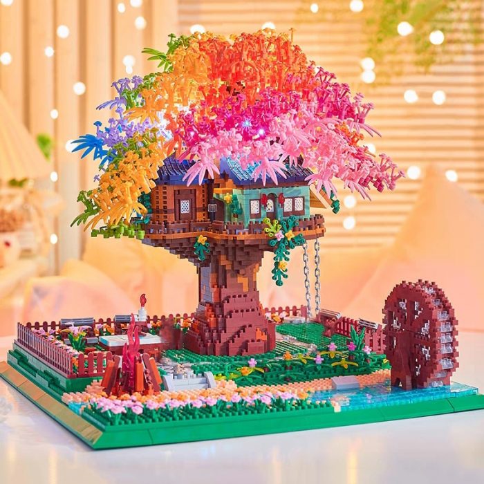 Balody 16297 World Architecture Rainbow Tree House Garden Waterwheel Light Mini Diamond Blocks Bricks Building Toy 2 - LOZ MALL