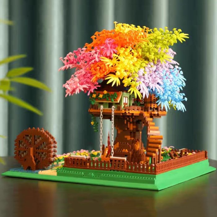 Balody 16297 World Architecture Rainbow Tree House Garden Waterwheel Light Mini Diamond Blocks Bricks Building Toy 3 - LOZ MALL