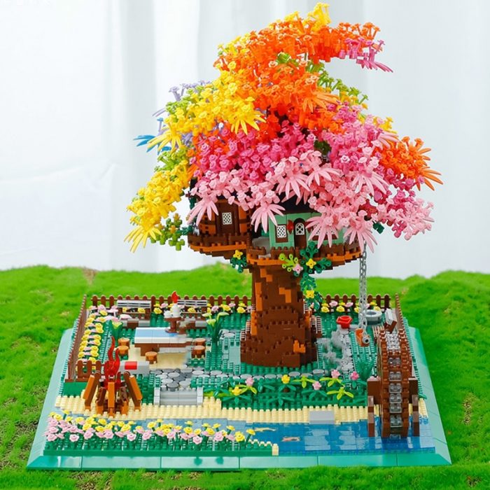 Balody 16297 World Architecture Rainbow Tree House Garden Waterwheel Light Mini Diamond Blocks Bricks Building Toy 4 - LOZ MALL