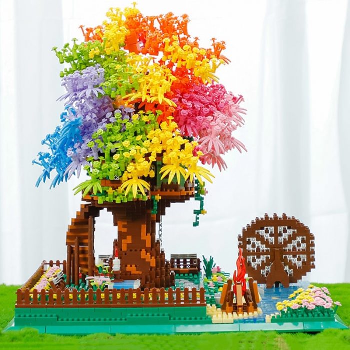 Balody 16297 World Architecture Rainbow Tree House Garden Waterwheel Light Mini Diamond Blocks Bricks Building Toy 5 - LOZ MALL