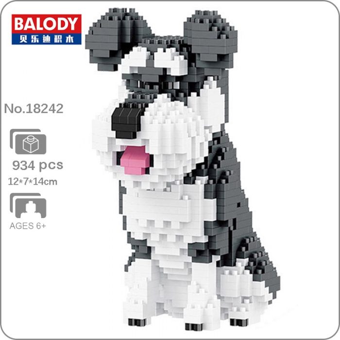 Balody 18242 Animal World Standard Schnauzer Dog Sit Pet Doll Mini Diamond Blocks Bricks Building Toy - LOZ MALL
