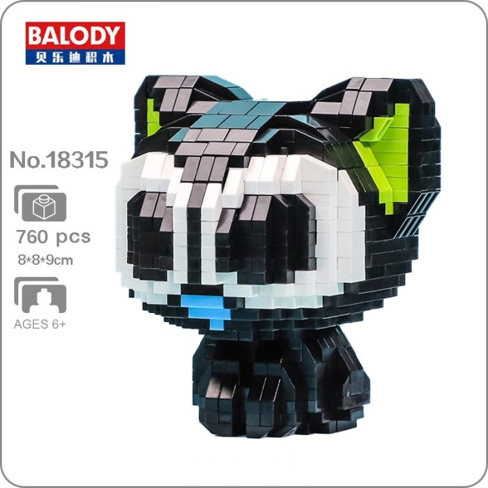 Balody 18315 Big Eyes Black Cat Cute Cartoon Animal Monster Pet Mini Diamond Blocks Bricks Building - LOZ MALL