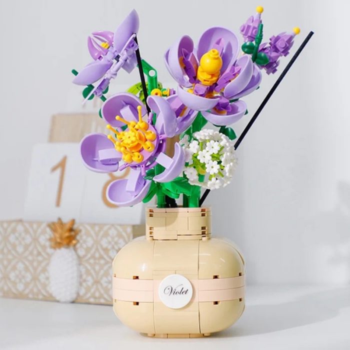 Balody 21091 Eternal Flower Vase Violet Gypsophila Herb Plant Bottle 3D Mini Blocks Bricks Building Toy 3 - LOZ MALL