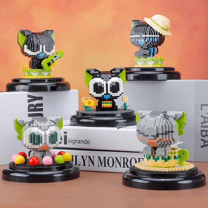 Balody Animal Cat Singer Guitar Hamburger Candy Teacup Pet Display Case Mini Diamond Blocks Bricks Building 1 - LOZ MALL