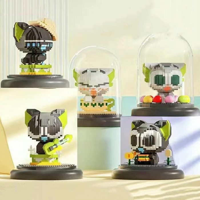 Balody Animal Cat Singer Guitar Hamburger Candy Teacup Pet Display Case Mini Diamond Blocks Bricks Building 2 - LOZ MALL