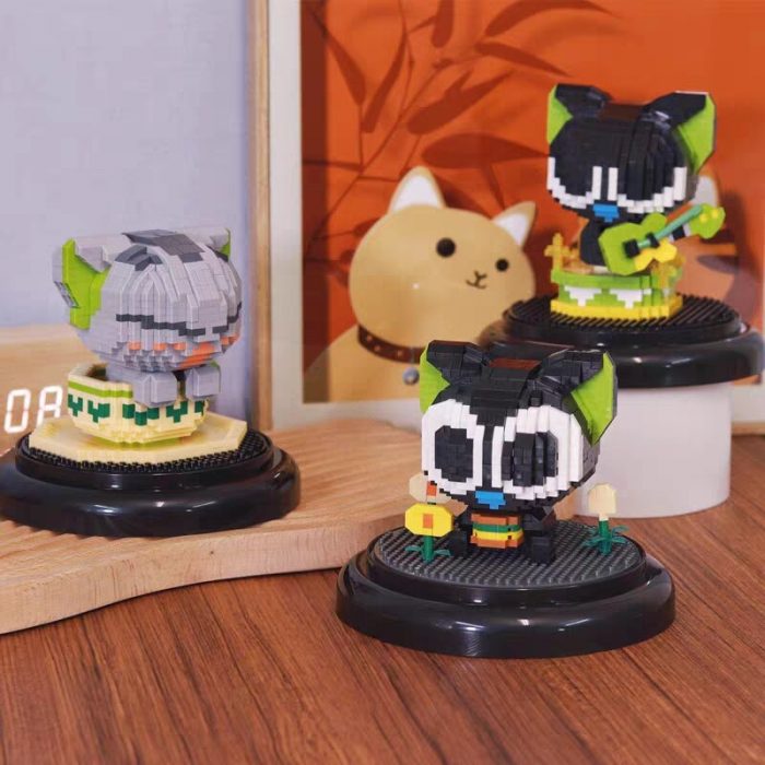 Balody Animal Cat Singer Guitar Hamburger Candy Teacup Pet Display Case Mini Diamond Blocks Bricks Building 4 - LOZ MALL