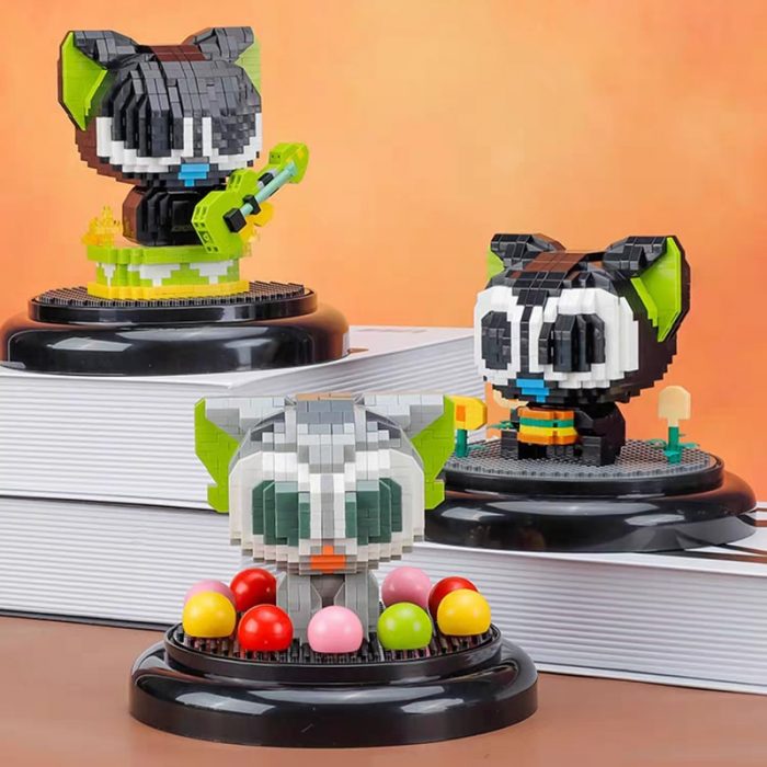 Balody Animal Cat Singer Guitar Hamburger Candy Teacup Pet Display Case Mini Diamond Blocks Bricks Building 5 - LOZ MALL