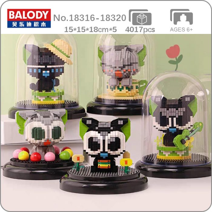 Balody Animal Cat Singer Guitar Hamburger Candy Teacup Pet Display Case Mini Diamond Blocks Bricks Building - LOZ MALL