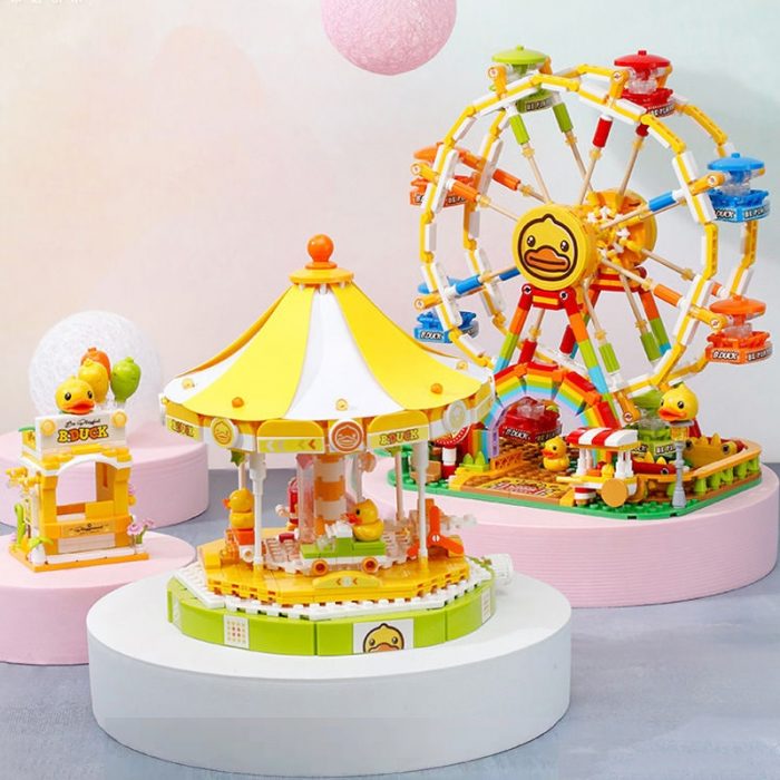 Balody Duck Amusement Park Merry go round Carousel Ferris Wheel Food Truck Pet Car Mini Blocks 1 - LOZ MALL
