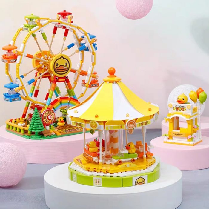 Balody Duck Amusement Park Merry go round Carousel Ferris Wheel Food Truck Pet Car Mini Blocks 2 - LOZ MALL