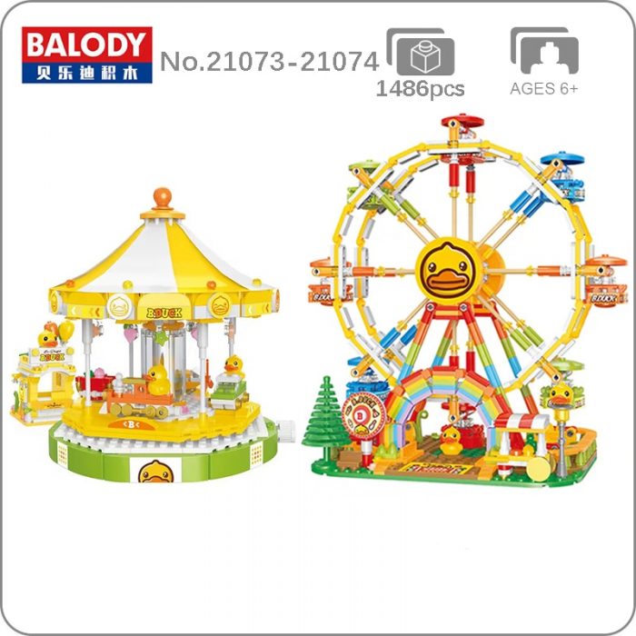 Balody Duck Amusement Park Merry go round Carousel Ferris Wheel Food Truck Pet Car Mini Blocks - LOZ MALL
