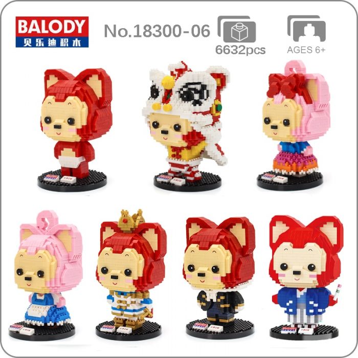 Balody Little Red Fox Lion Dance Princess Kimono Mr Animal Pet Mini Diamond Blocks Bricks Building - LOZ MALL